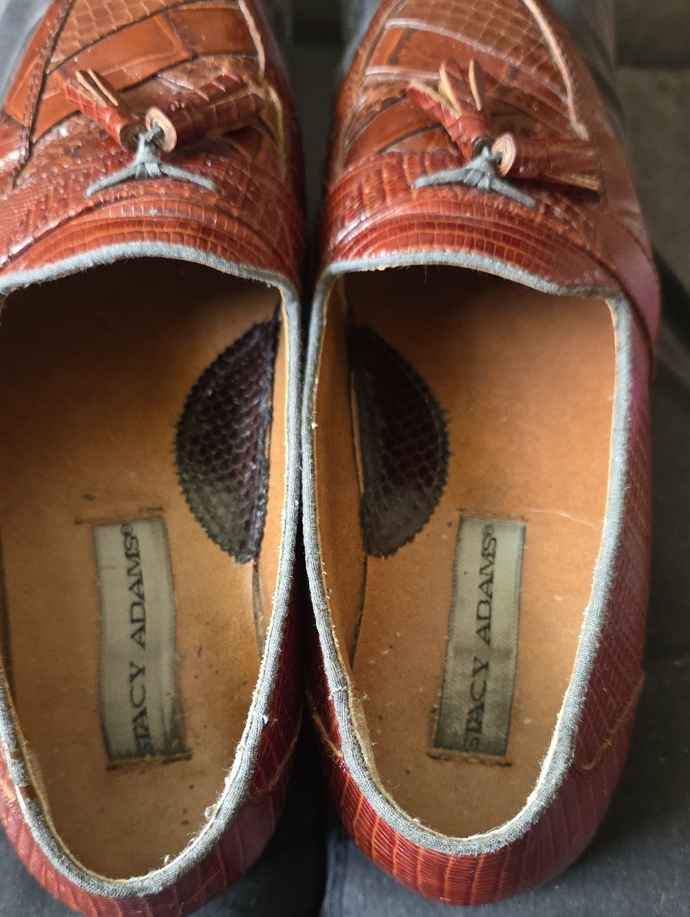 Stacy Adams Santana Brown Snakeskin Embossed Tassel Loafer